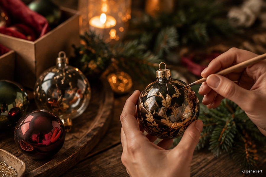 Christmas ornaments with hand lettering